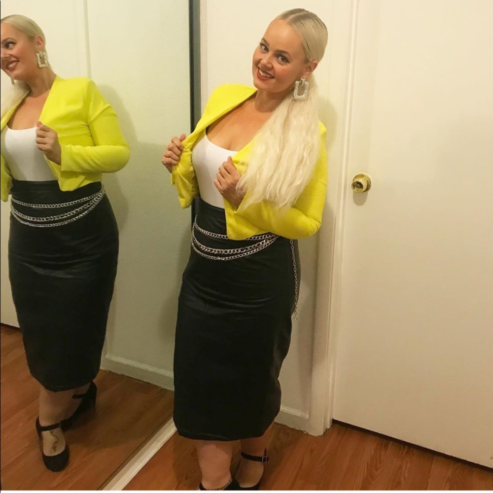Black midi leather skirt